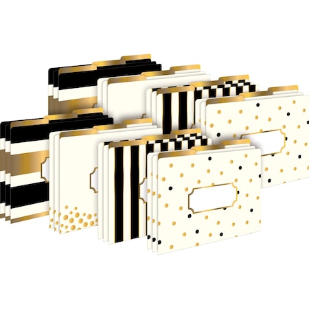 Barker Creek Gold Designer Letter-Size File Folders, Multi-Design Set, 24/Package 3960